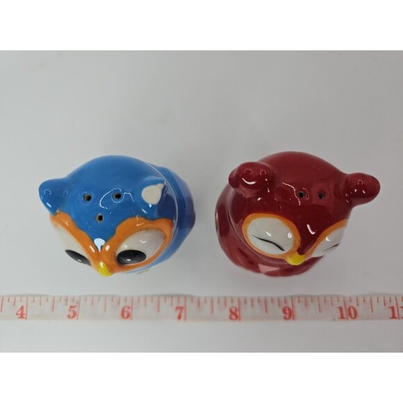 SALT & PEPPER SHAKERS Kitchen Kissing Owls Topsy Turvy Magnetic VTG - Picture 6 of 16